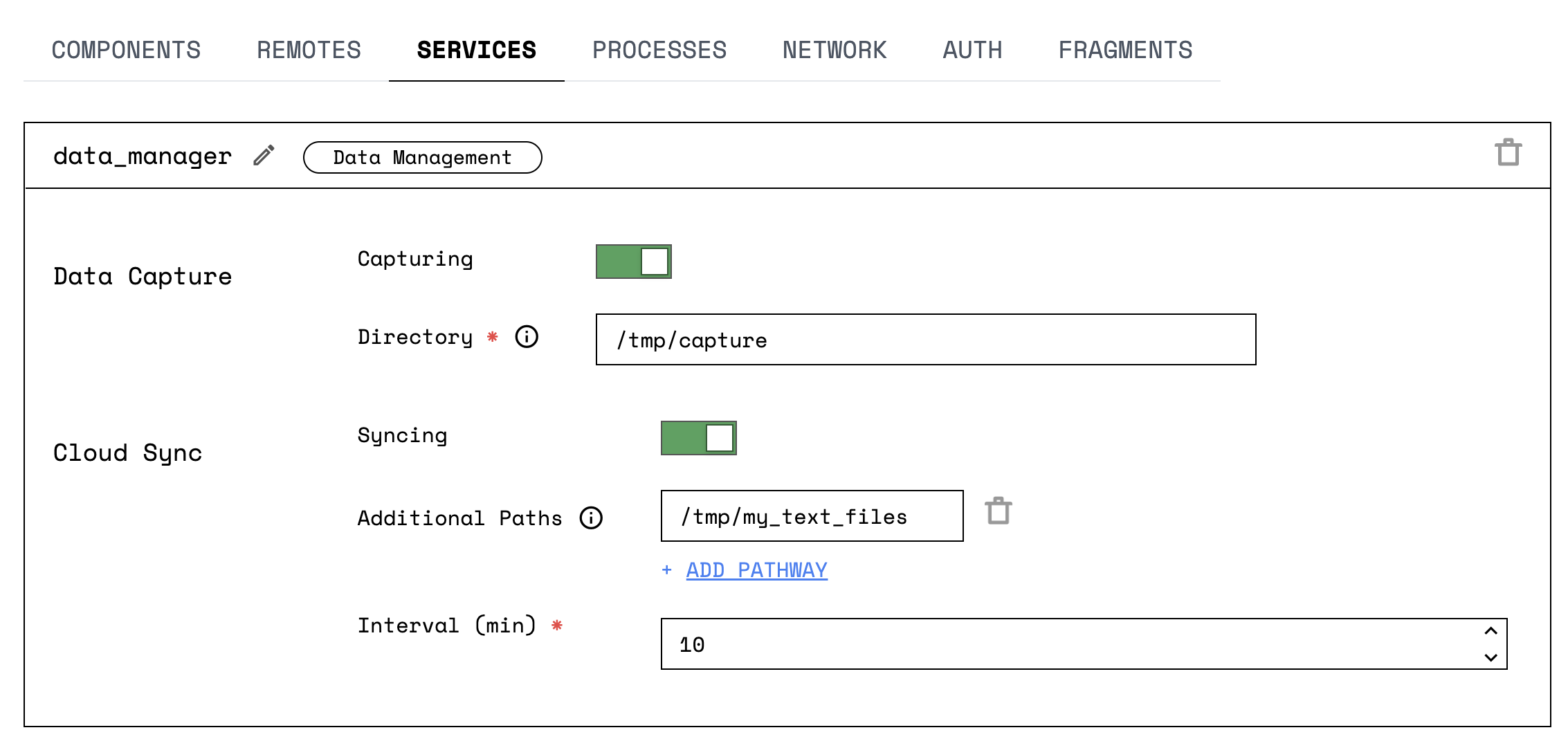 service config example