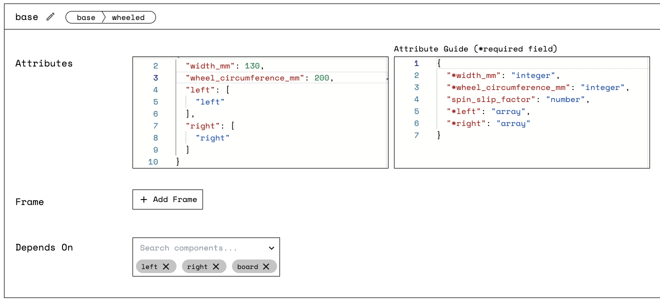Base Component Attribute Pane.