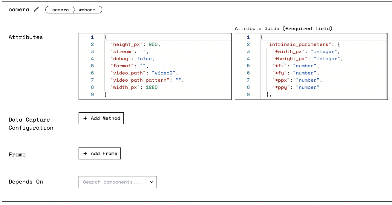 Camera Component Attribute Pane.