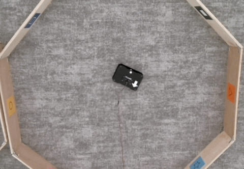 Overhead view of the Viam rover showing it as it drives in a square.