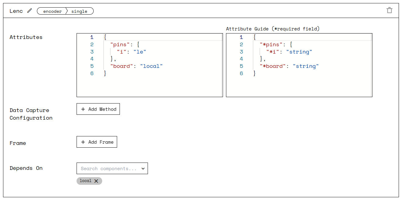 Screenshot of the left encoder config panel.