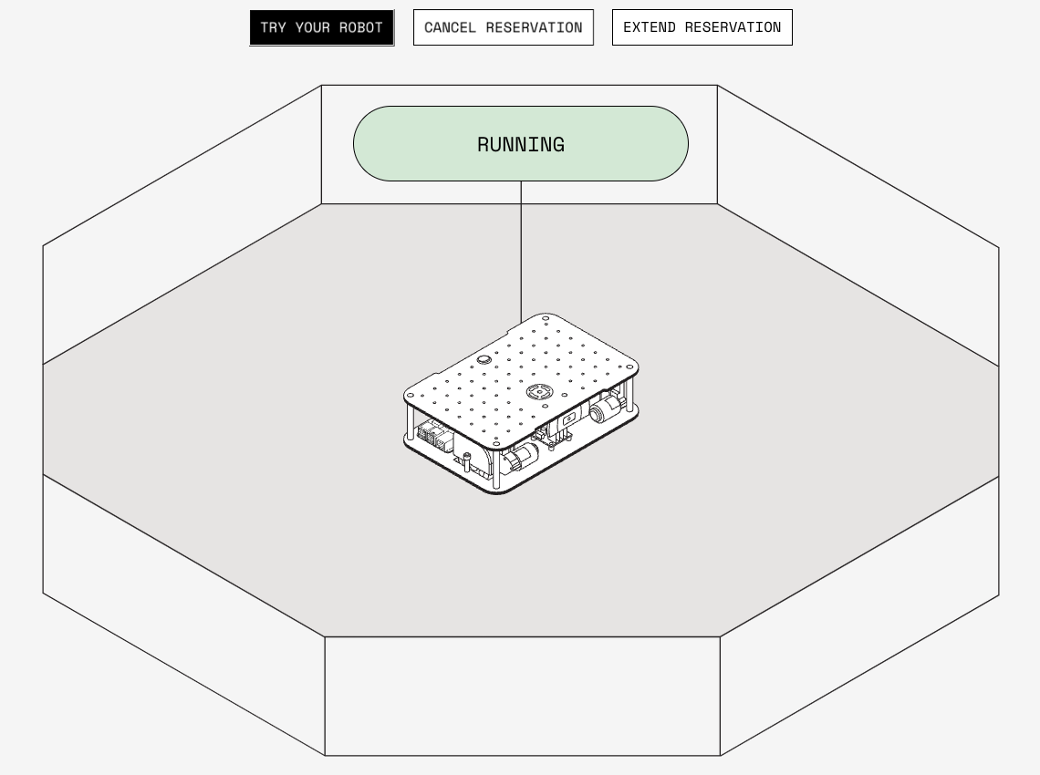 Screenshot of the Try Viam reservation management page.