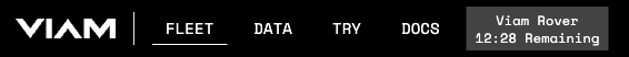 Screenshot of the top navigation bar of the Viam app with the Viam Rover time remaining indicator/button.